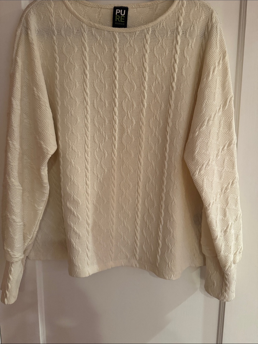 Pur Cream Cable Knit Scoop Neck Sweater